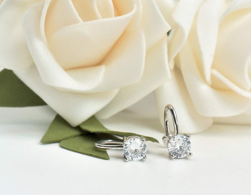 ELEDUCTMON Cubic Zirconia Ear Cuffs - Sterling Silver Hypoallergenic Non-Piercing Cartilage Earrings CZ Clip on Earrings Round Crystal Stud Earrings for Women 6mm - Image 4