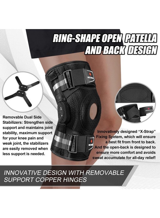 NEENCA Professional Knee Brace for Knee Pain, Hinged Knee Support with Patented X-Strap Fixing System, Medical for Pain Relief, Arthritis, Meniscus Tear, ACL, PCL, MCL, Runner, Sport -FSA/HSA Eligible - Image 2