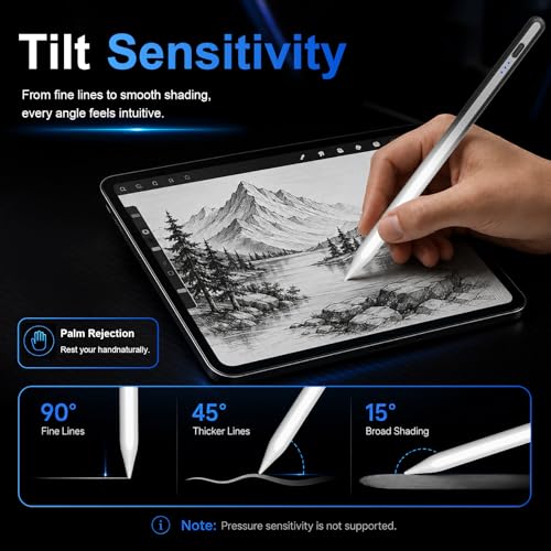 HATOKU Stylus Pen for iPad 2018-2026, 15 Mins Fast Charging Pencil 1st Gen with Tilt & Palm Rejection Digital Pens Stylus for iPad 6-11, Air 3/4/5/M2/M3, Mini 5/6/7, Pro 11"/12.9"/M4 M5 (Black White) - Image 5