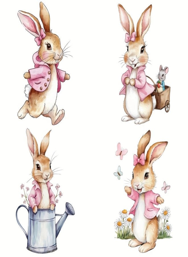 SLGIFT 20pcs of Creative Vintage Pink Rabbit Series Handmade Stickers for Decoration / - Image 4
