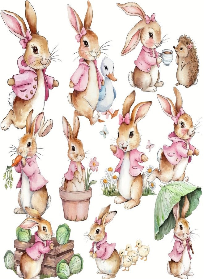 SLGIFT 20pcs of Creative Vintage Pink Rabbit Series Handmade Stickers for Decoration / - Image 1
