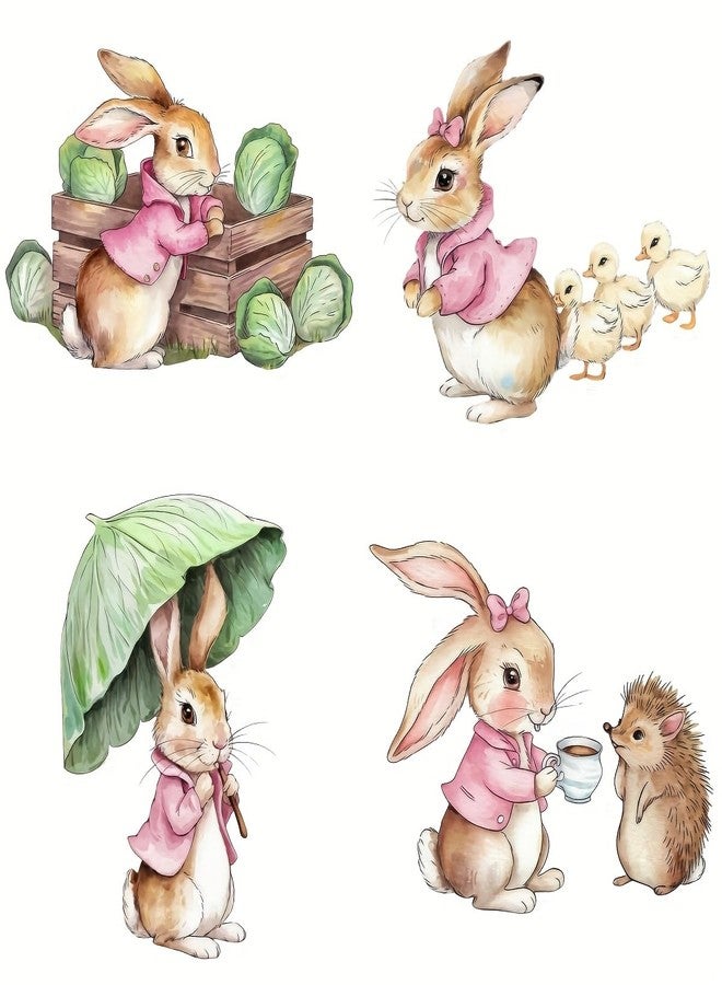 SLGIFT 20pcs of Creative Vintage Pink Rabbit Series Handmade Stickers for Decoration / - Image 5