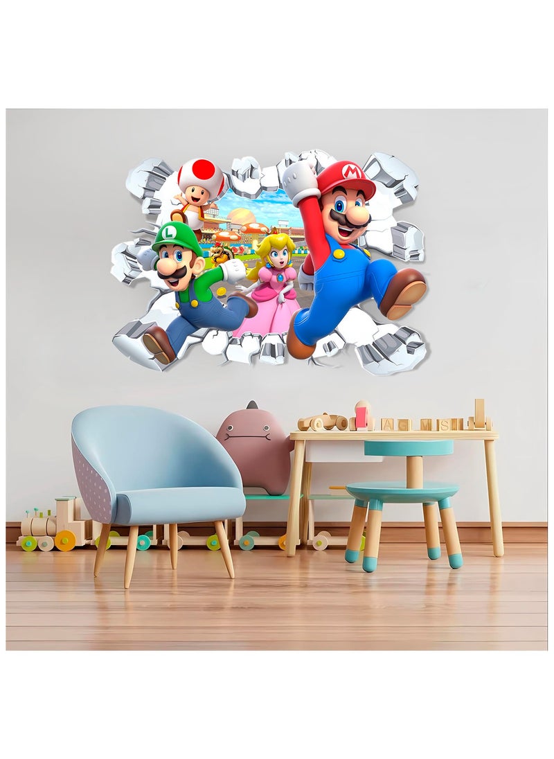 FRUITFUL PARTY - Super Mario Wall Stickers, Super Mario Sticker Kids Room Bedroom Decor Wall Sticker Mario Wall Decal for Super Mario Party Decorations or Huge Mario Posters Super Mario Bros Mega Wall Sticker(Size: 59cm×35.5cm/23.2"× 14") - Image 1