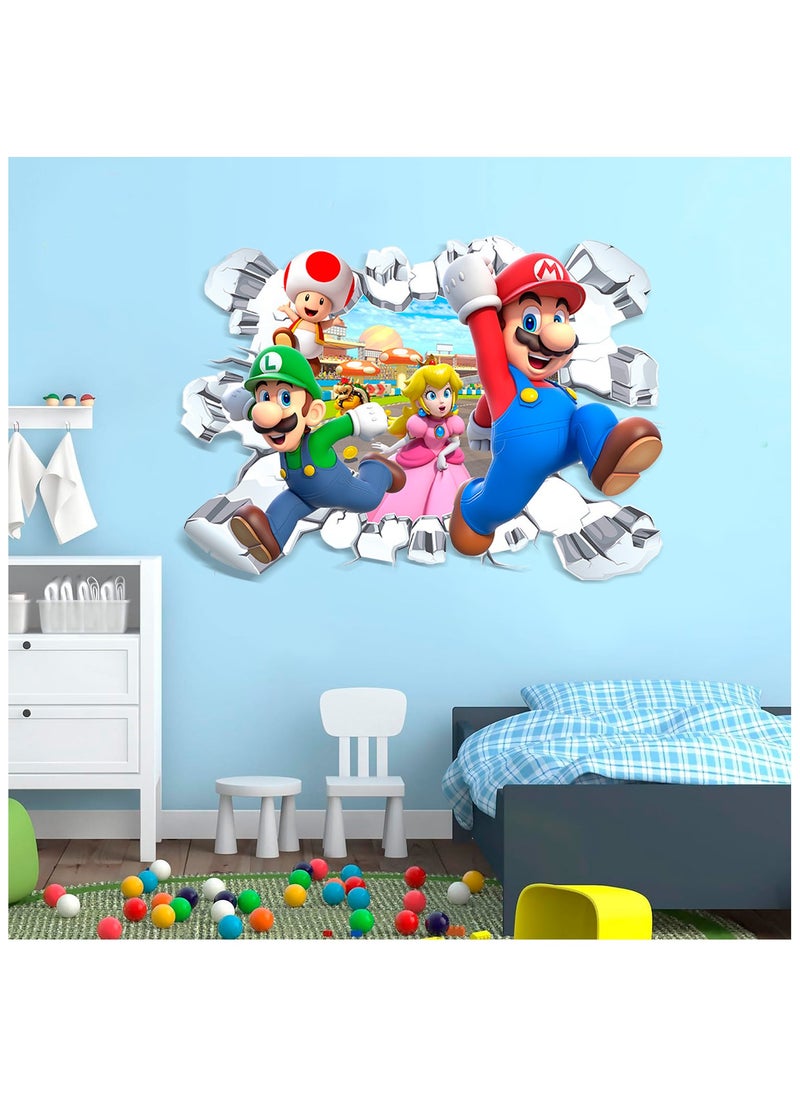 FRUITFUL PARTY - Super Mario Wall Stickers, Super Mario Sticker Kids Room Bedroom Decor Wall Sticker Mario Wall Decal for Super Mario Party Decorations or Huge Mario Posters Super Mario Bros Mega Wall Sticker(Size: 59cm×35.5cm/23.2"× 14") - Image 1