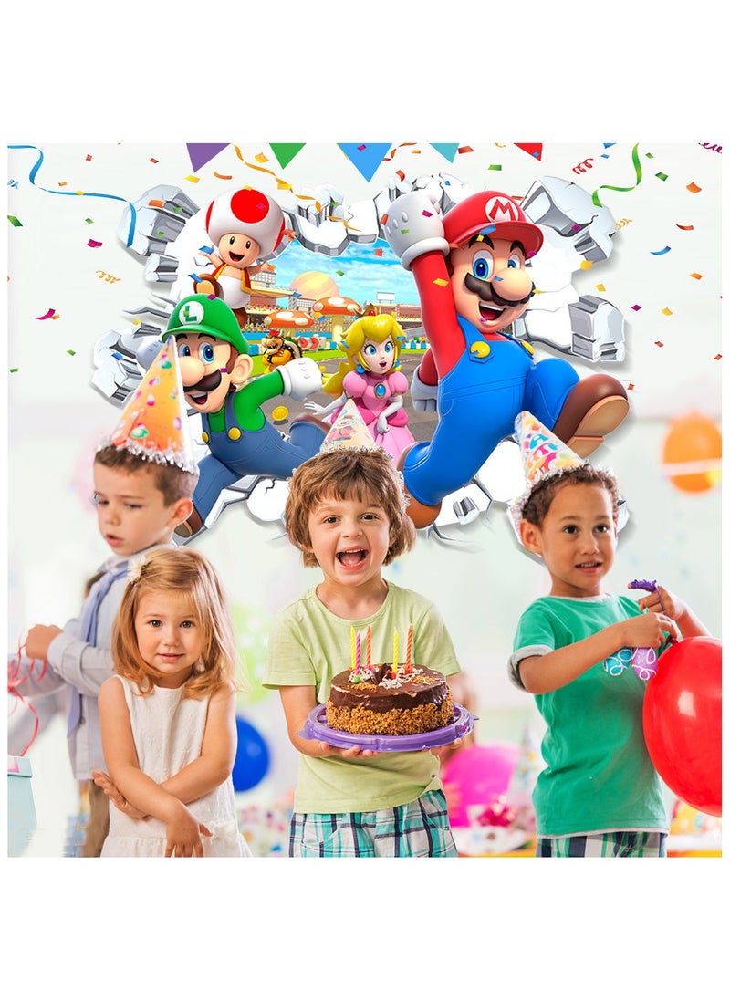 FRUITFUL PARTY - Super Mario Wall Stickers, Super Mario Sticker Kids Room Bedroom Decor Wall Sticker Mario Wall Decal for Super Mario Party Decorations or Huge Mario Posters Super Mario Bros Mega Wall Sticker(Size: 59cm×35.5cm/23.2"× 14") - Image 1