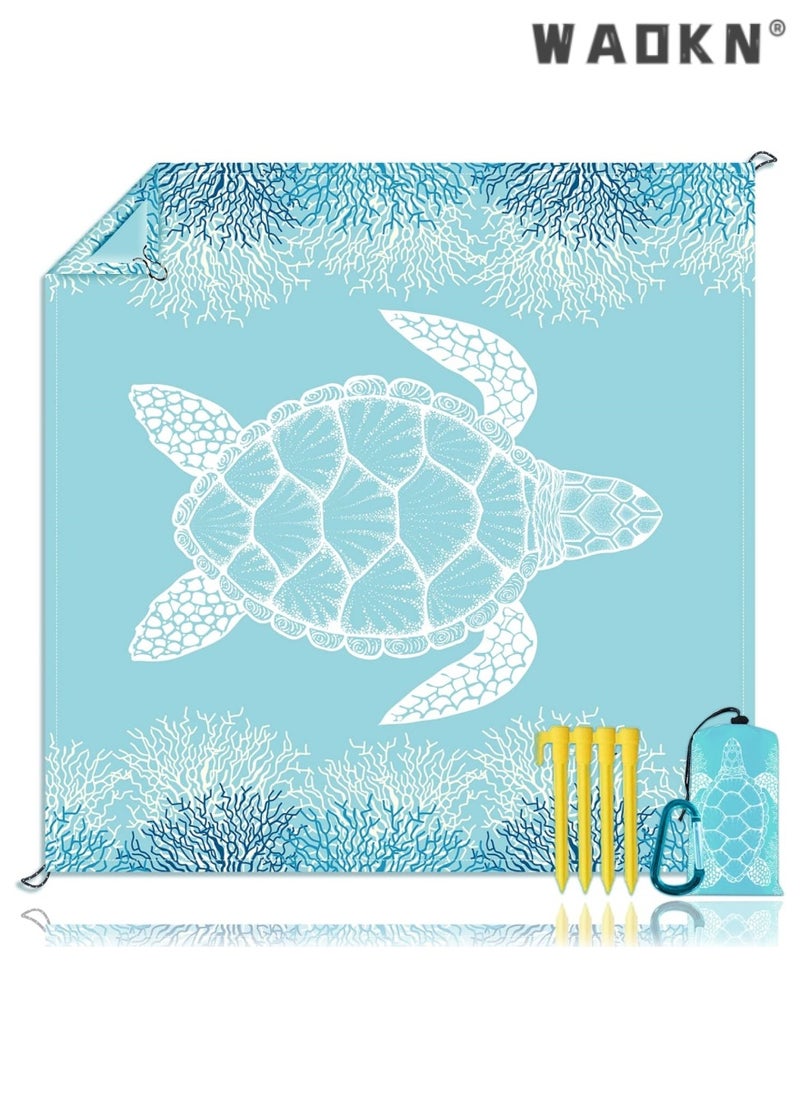 WAOKN Beach Blanket Sandproof Large Beach Mat  4-6 Adults Oversized Lightweight Sand Free Beach Mat Waterproof Beach Blanket Portable Outdoor Camping Blankets for Travel, Camping, Hiking  - Image 1
