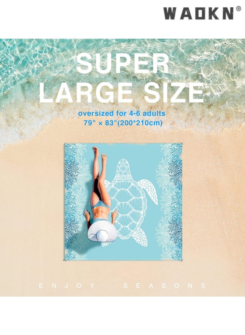 WAOKN Beach Blanket Sandproof Large Beach Mat  4-6 Adults Oversized Lightweight Sand Free Beach Mat Waterproof Beach Blanket Portable Outdoor Camping Blankets for Travel, Camping, Hiking  - Image 2