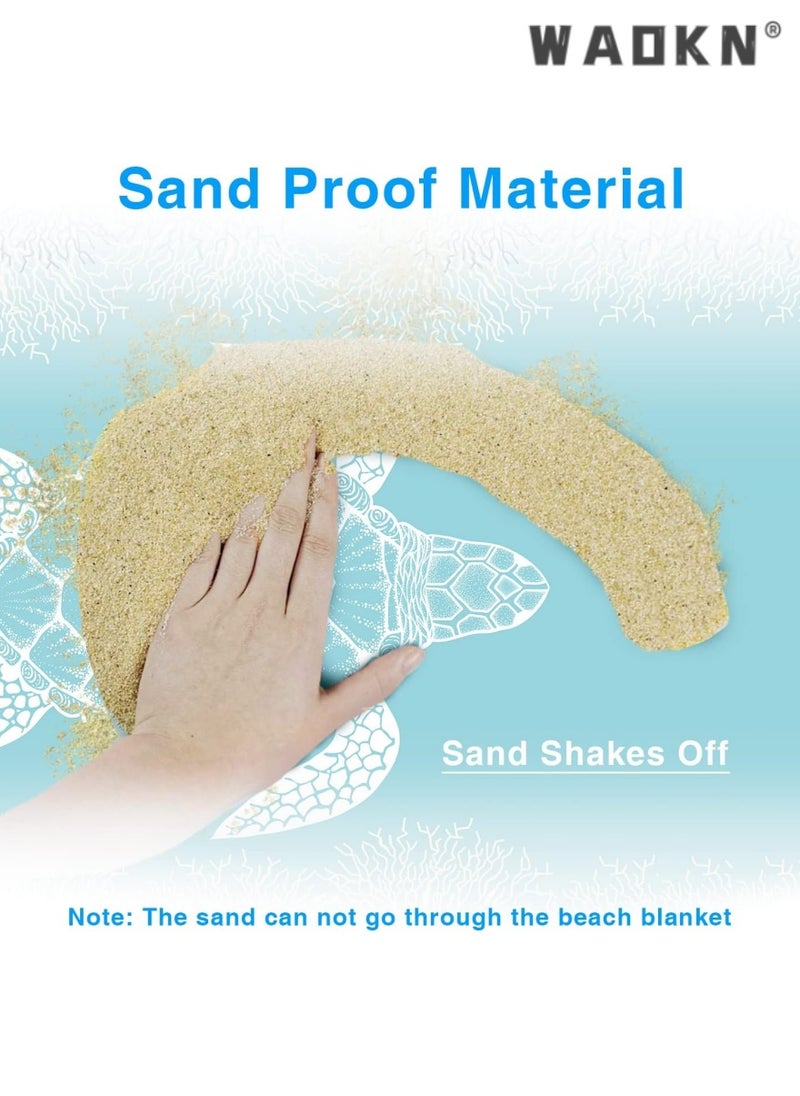 WAOKN Beach Blanket Sandproof Large Beach Mat  4-6 Adults Oversized Lightweight Sand Free Beach Mat Waterproof Beach Blanket Portable Outdoor Camping Blankets for Travel, Camping, Hiking  - Image 3