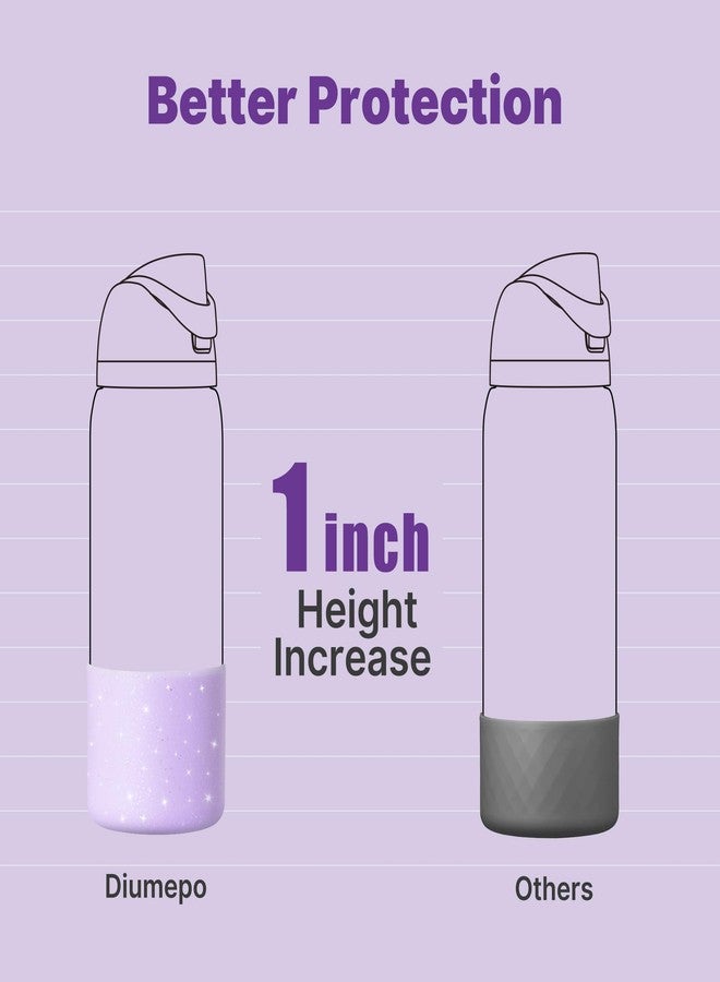 Diumepo Silicone Water Bottle Boot for Owala 32 oz, Anti-Slip Protective Sleeve for Twist, FreeSip & Flip Stainless Steel Bottles, Bottom Base (Glitter Purple) - Image 2