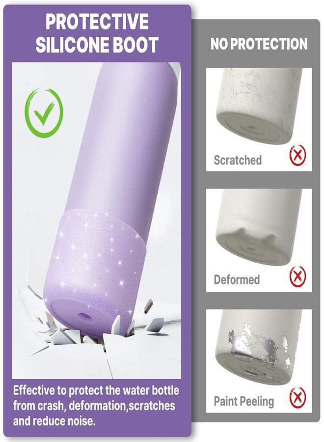 Diumepo Silicone Water Bottle Boot for Owala 32 oz, Anti-Slip Protective Sleeve for Twist, FreeSip & Flip Stainless Steel Bottles, Bottom Base (Glitter Purple) - Image 5
