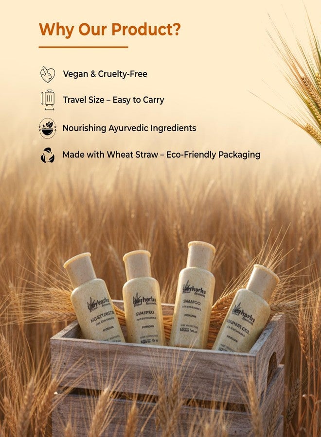 Clayherbs (30ml) (Pack-100) Sustainable Hotel Amenities Set | Bulk Eco-Friendly Wheat Straw Bottles | Vegan, Cruelty-Free Mini Toiletries for Hotels, Resorts, Spa, Airbnb | Shampoo, Conditioner, Shower Gel, Moisturiser - Image 3