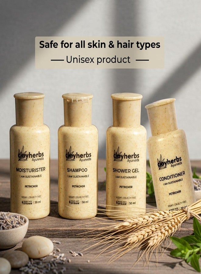 Clayherbs (30ml) (Pack-100) Sustainable Hotel Amenities Set | Bulk Eco-Friendly Wheat Straw Bottles | Vegan, Cruelty-Free Mini Toiletries for Hotels, Resorts, Spa, Airbnb | Shampoo, Conditioner, Shower Gel, Moisturiser - Image 5