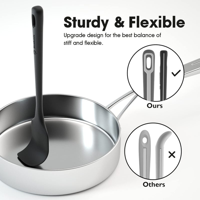 ChefAide 4 Pieces Silicone Spatula Set, Food Grade Rubber Spatula, Upgrade Strong Handle with Ergonomic Grip, Heat Resistant for Nonstick Cookware, Cooking - Image 3