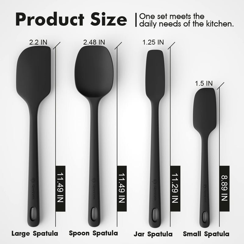 ChefAide 4 Pieces Silicone Spatula Set, Food Grade Rubber Spatula, Upgrade Strong Handle with Ergonomic Grip, Heat Resistant for Nonstick Cookware, Cooking - Image 2