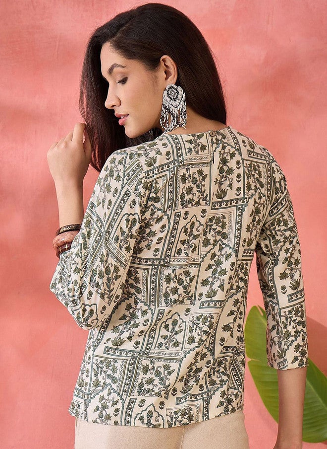 InWeave بلوزة مطبوعة بنقوش عرقية للنساء - Image 5