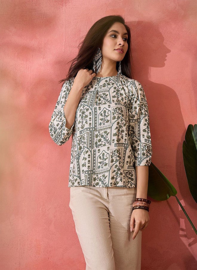 InWeave Ethnic Motifs Printed Top for Women