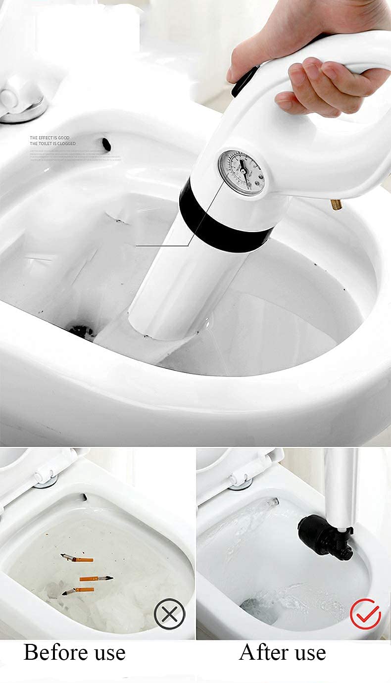FEELING MALL Air Drain Blaster Cleaner Pipe Dredging Device Pneumatic Toilet Plunger to Clear Sewer Machine for Sewer Blockage Pressure Applied to Floor Drain Kitchen Basin Bathroom Clogged Pipe - Image 3