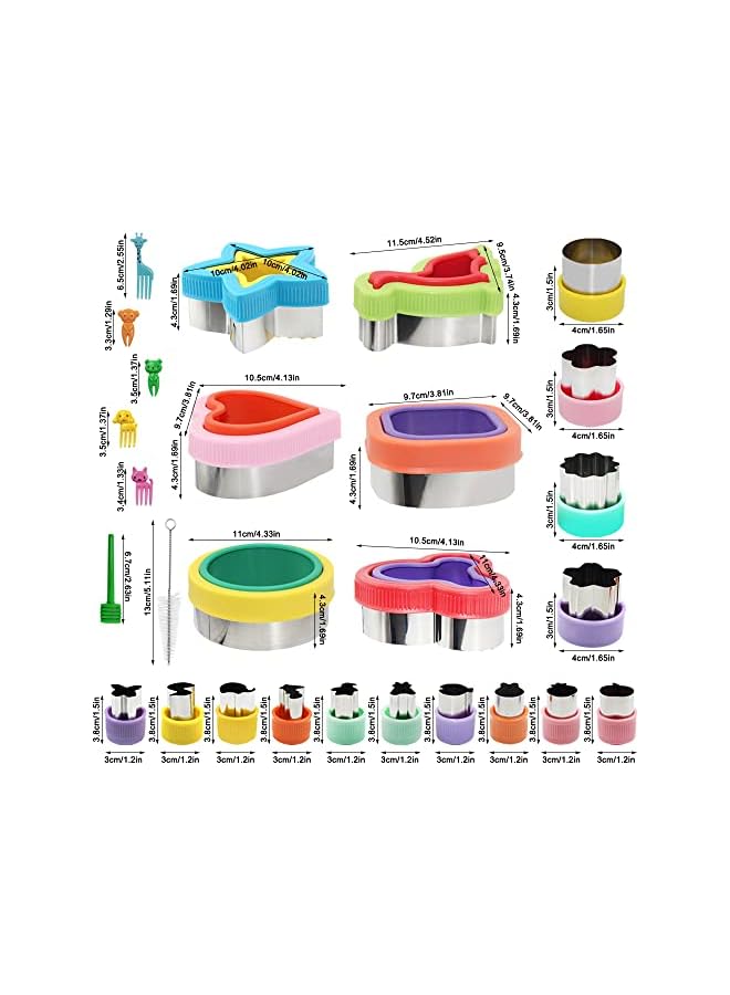 S-TOP 32 Pcs Sandwich Cutter Set, Sandwich Cutter and Sealer Cookie Cutters Vegetable Fruit Cutters Shapes for Kids with Food Picks Brush - Image 3