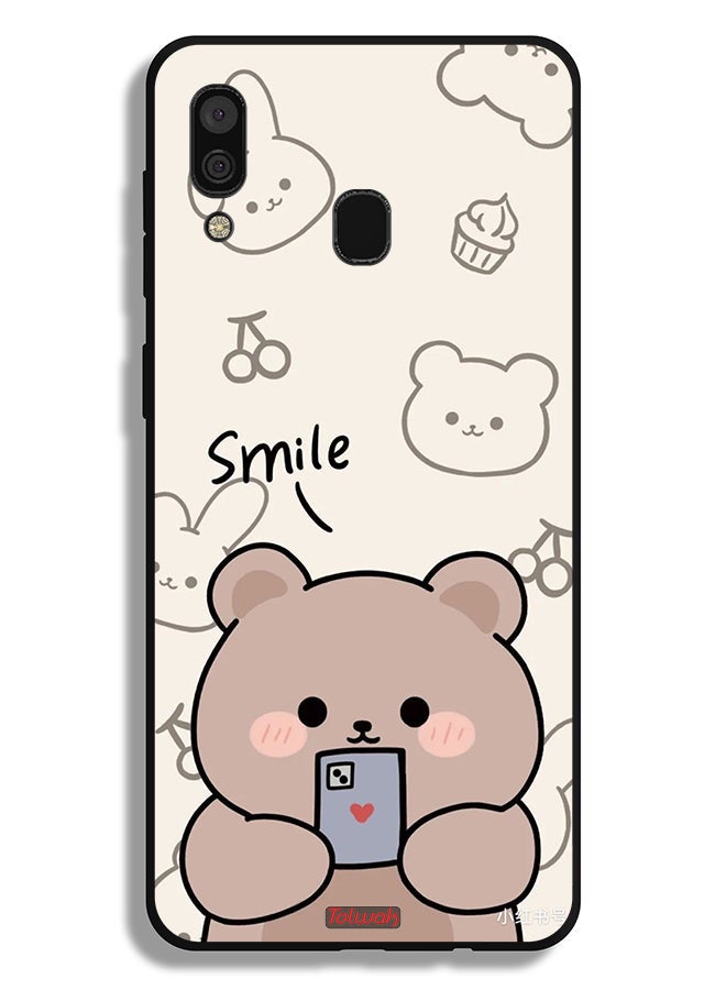 Tolwak Samsung Galaxy A30 Protective Case Cover Smile Bear Art - Image 1