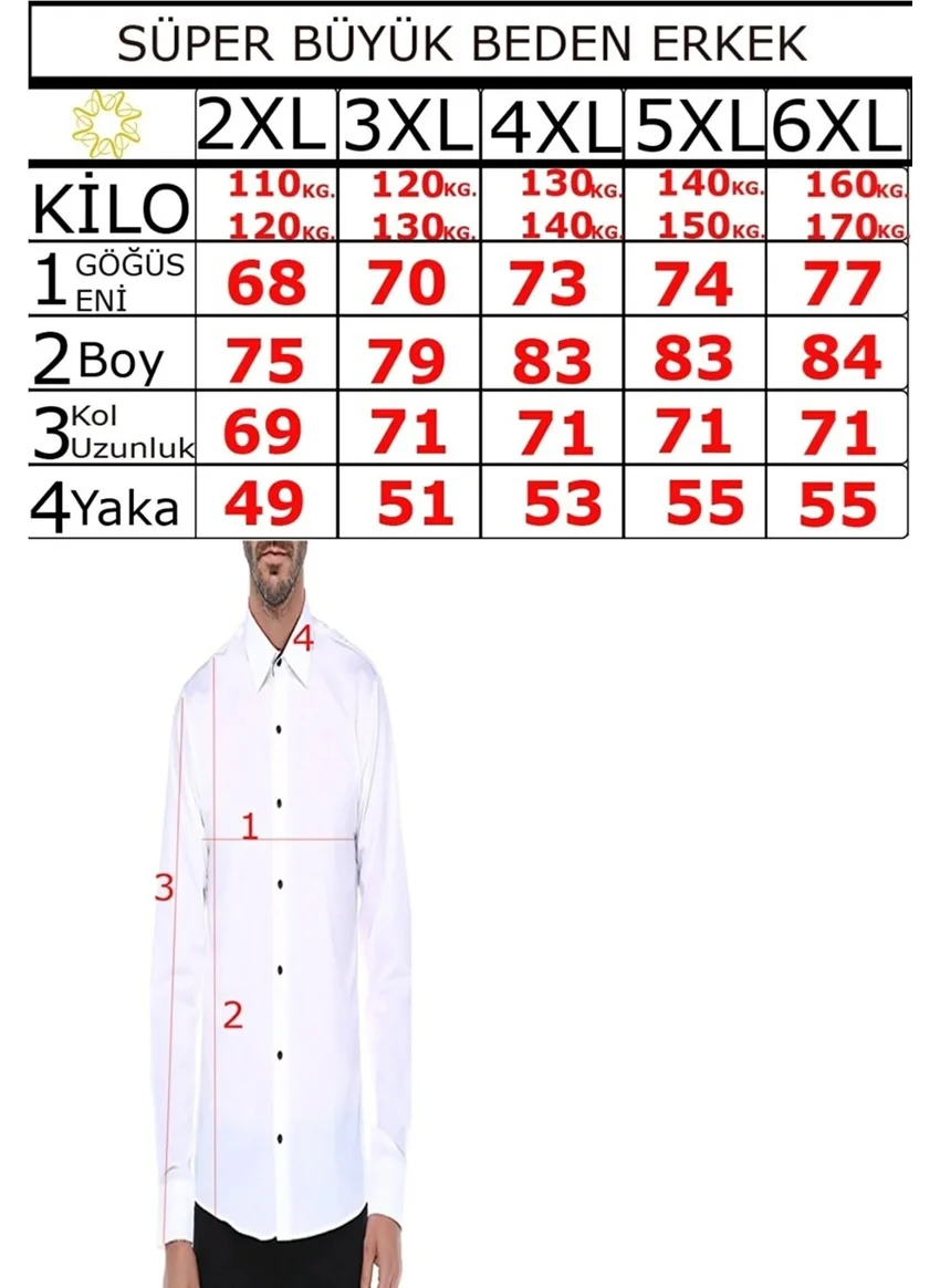فاريتا Men's Green Large Size Straight Long Sleeve Shirt with Pockets