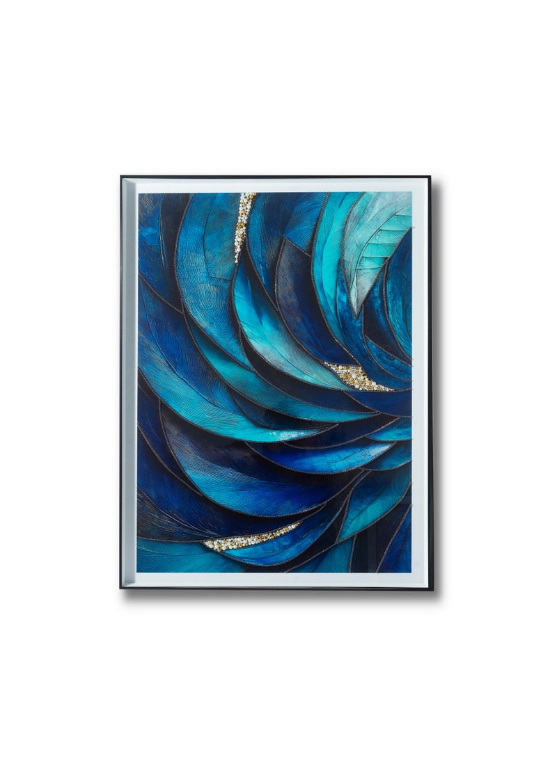 60x80cm Diamond Chain Abstract Art Wall Hanging – Blue Wave Texture Modern Luxury Decor for Living Room & Bedroom - Image 1