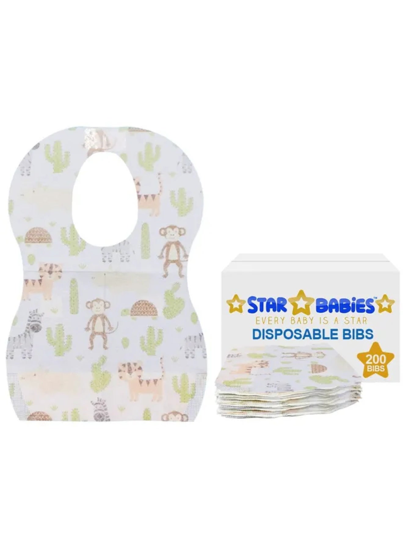 STAR BABiES Disposable Bibs Pack Of 200 Animals
