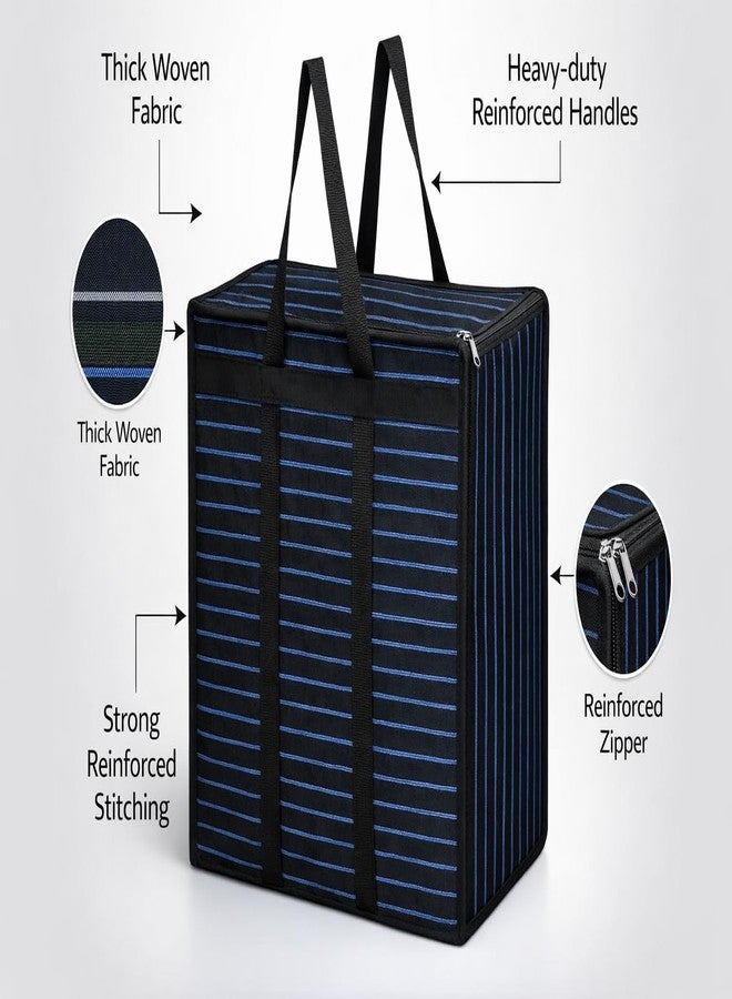 MOZU BAZAAR Extra Large Storage Organizer Bag Heavy Duty | (55x30x50 cm) Big Reusable Moving & Shifting Bag with Zipper & Strong Carry Handles for Clothes, Bedding & Household Items (Blueberry Blue Lining) - Image 4