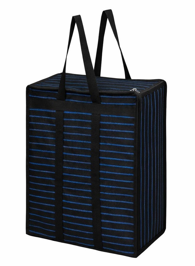 MOZU BAZAAR Extra Large Storage Organizer Bag Heavy Duty | (55x30x50 cm) Big Reusable Moving & Shifting Bag with Zipper & Strong Carry Handles for Clothes, Bedding & Household Items (Blueberry Blue Lining) - Image 1