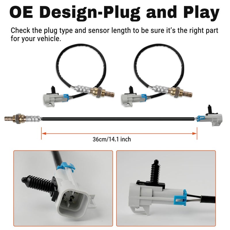 BELKEBIR Set of 2 Oxygen Sensor Upstream Downstream O2 Sensor Compatible with 2003-2005 Chevy Silverado Suburban Avalanche 1500 Tahoe, GMC Yukon Yukon XL Sierra 1500, Cadillac Escalade 5.3L V8 Replace 234-4668 - Image 2