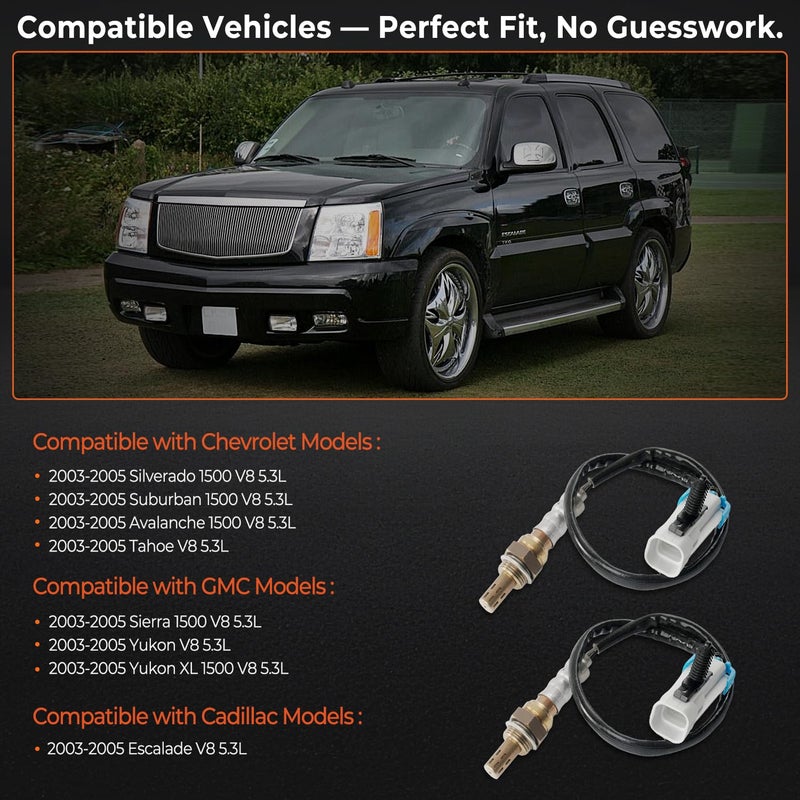 BELKEBIR Set of 2 Oxygen Sensor Upstream Downstream O2 Sensor Compatible with 2003-2005 Chevy Silverado Suburban Avalanche 1500 Tahoe, GMC Yukon Yukon XL Sierra 1500, Cadillac Escalade 5.3L V8 Replace 234-4668 - Image 4