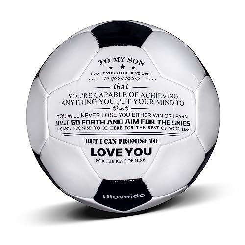 Uloveido Personalized Print Size 5 Match Training Black White Soccer Ball for Son Birthday Christmas Football Gift, I Love You Soccer Balls Y594 - Image 2