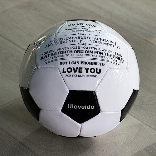 Uloveido Personalized Print Size 5 Match Training Black White Soccer Ball for Son Birthday Christmas Football Gift, I Love You Soccer Balls Y594 - Image 5