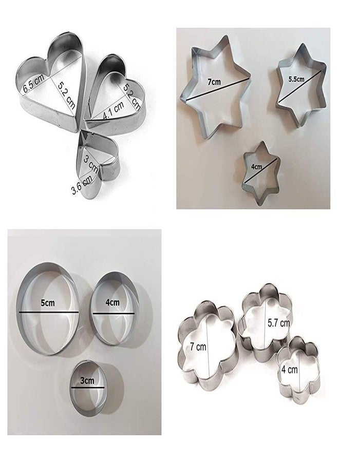 Swami Enterprise Stainless Steel Cookie Cutters Set with 4 Different Shapes - 12 Pieces Set/Round Pastry Cutter/Sandwich Cutter 1 pc (Multi Color) - Image 2