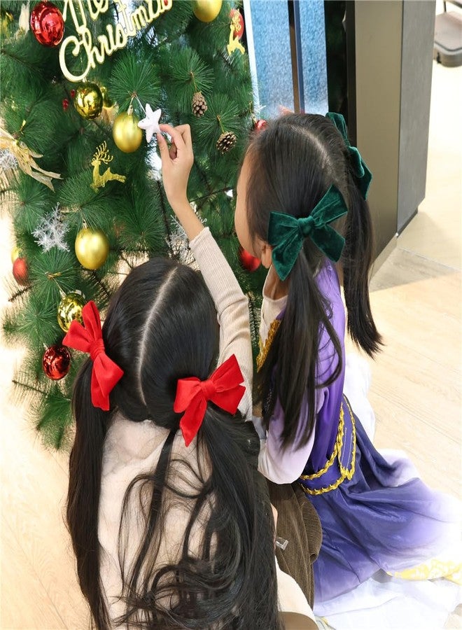 JOMILA 4 Pcs Velvet Bow Hair Clips for Toddler Baby Girls Christmas Decorations Bows Little Girl Kids Xmas Hair Accessories (Green/Red) - Image 2