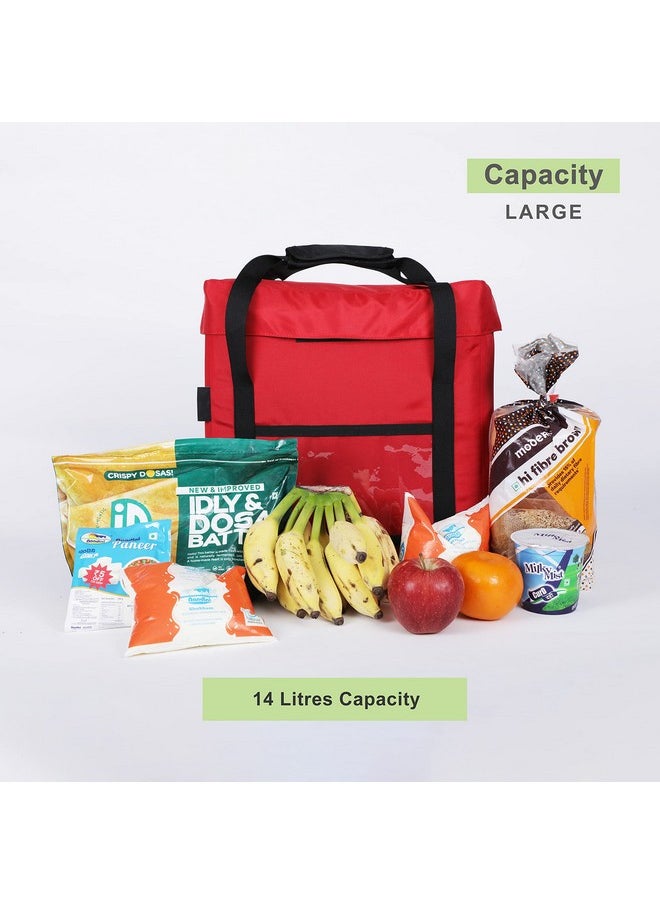 insular Insular Daily Milk and Grocery Bag | Store Milk, Fruits, Vegetables | Can Latch Outside The Door (Large, Red)  - Image 3