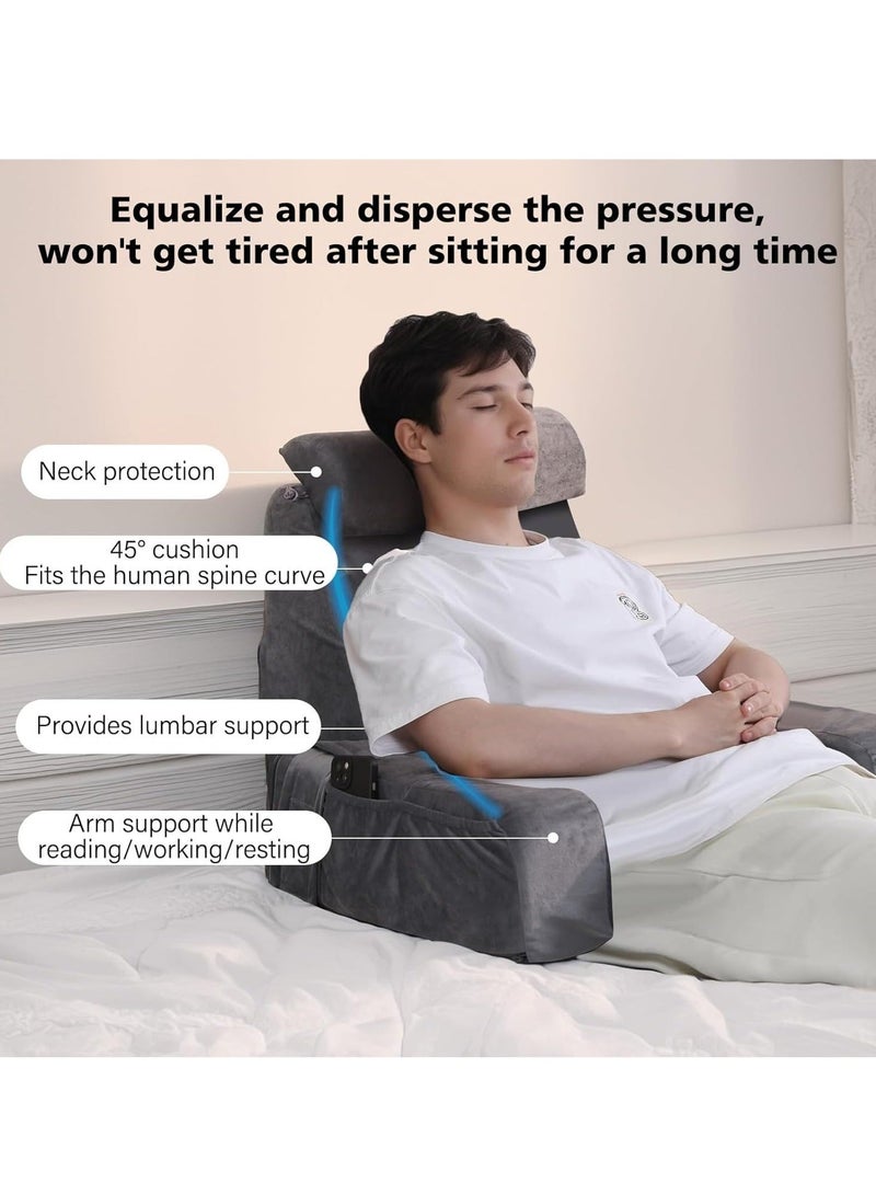 WALALLA Ergonomic Extra Large Memory Foam Reading Pillow, Removable Pillow Backrest, Separable Lumbar Pillow, Neck Support pillow, Seat Cushion, Bed Rest Pillow, Lounge Cushion, Back Support Pillow - Image 2