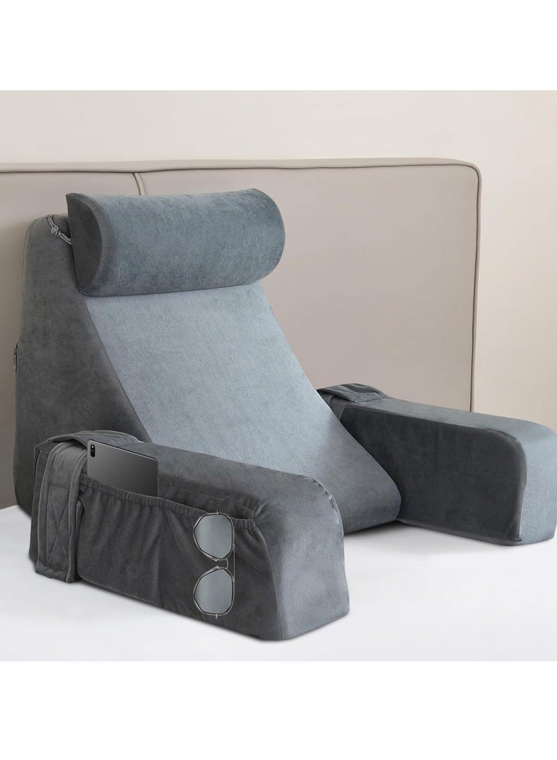WALALLA Ergonomic Extra Large Memory Foam Reading Pillow, Removable Pillow Backrest, Separable Lumbar Pillow, Neck Support pillow, Seat Cushion, Bed Rest Pillow, Lounge Cushion, Back Support Pillow - Image 1