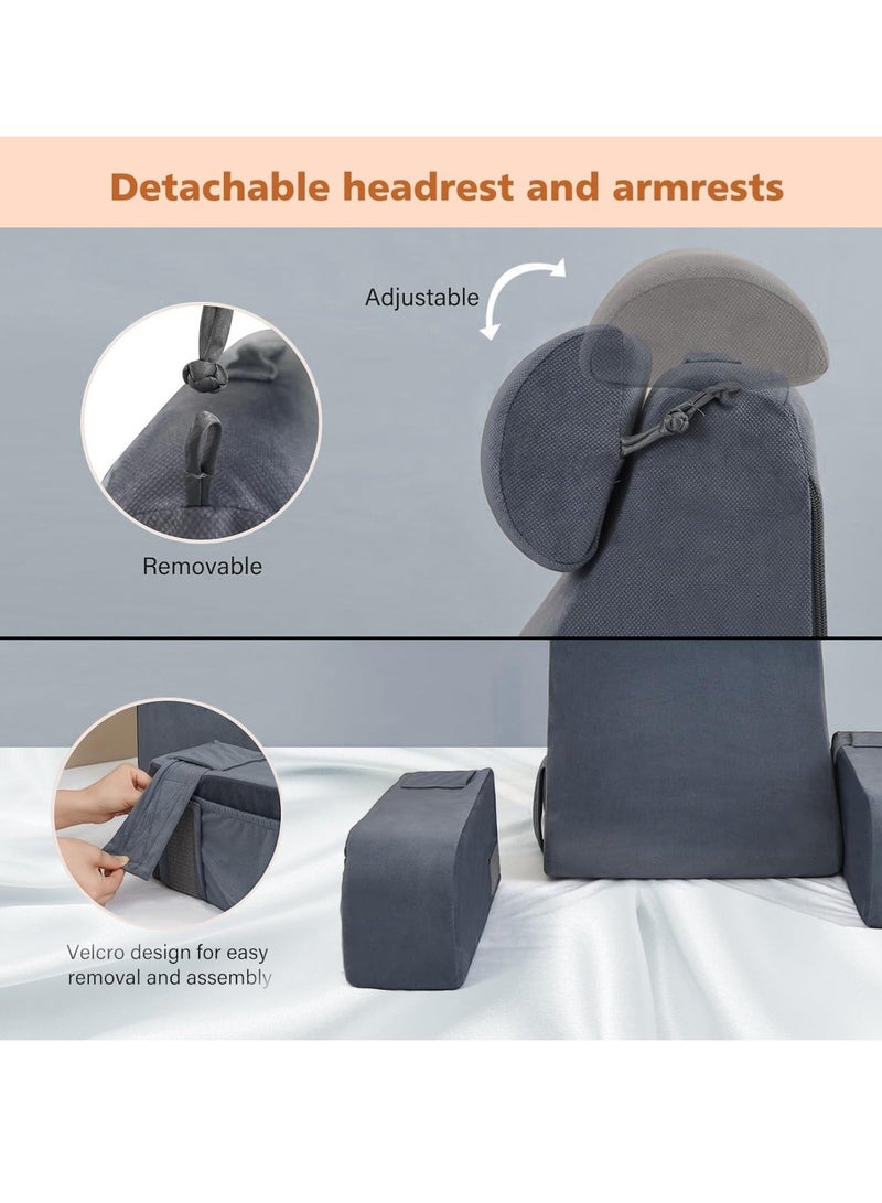 WALALLA Ergonomic Extra Large Memory Foam Reading Pillow, Removable Pillow Backrest, Separable Lumbar Pillow, Neck Support pillow, Seat Cushion, Bed Rest Pillow, Lounge Cushion, Back Support Pillow - Image 5