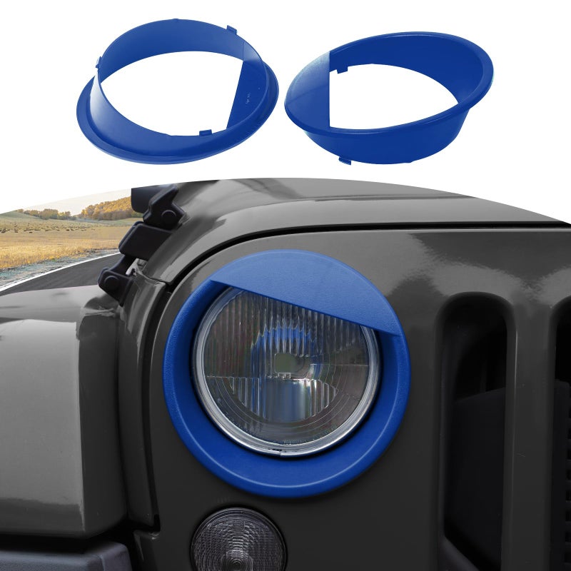 JOSHELA for Jeep JK Angry Eyes Headlight Cover Trim Fit for Jeep Wrangler JK JKU 20072017 Blue Exterior Accessories 2pcs
