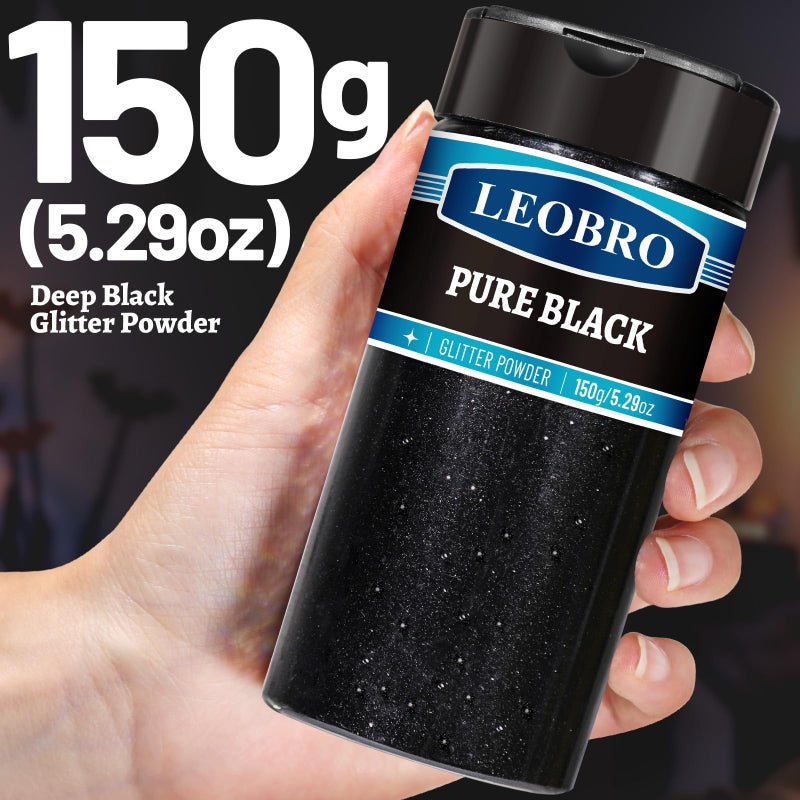 LEOBRO Black Glitter, 150g/5.29oz Black Fine Glitter for Crafts, Resin, DIY Arts and Crafts, Halloween Decorations, 0.2MM - Image 3