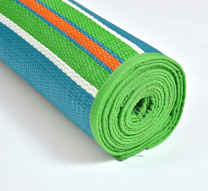 GLOW HOME GLOW HOME Chatai Mats for Home 6x4 Feet Chattai Mat for Sleeping on FloorChatai Plastic Mat for Floor Plastic Mat for Sleeping Floor Mat Plastic Chatai with Handles Set of 1 BLUE  - Image 1