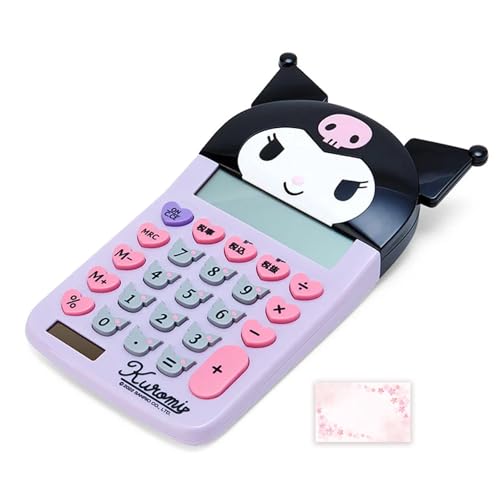 SanrioOriginal Face Shaped Calculator (Japan Import) - Includes Cherry Blossom Message Card (Kuromi) - Image 1