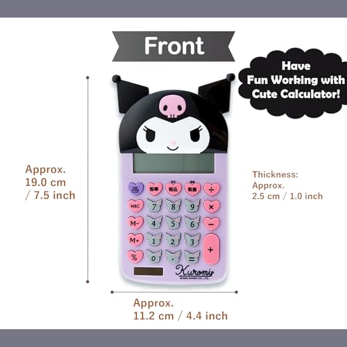 SanrioOriginal Face Shaped Calculator (Japan Import) - Includes Cherry Blossom Message Card (Kuromi) - Image 3
