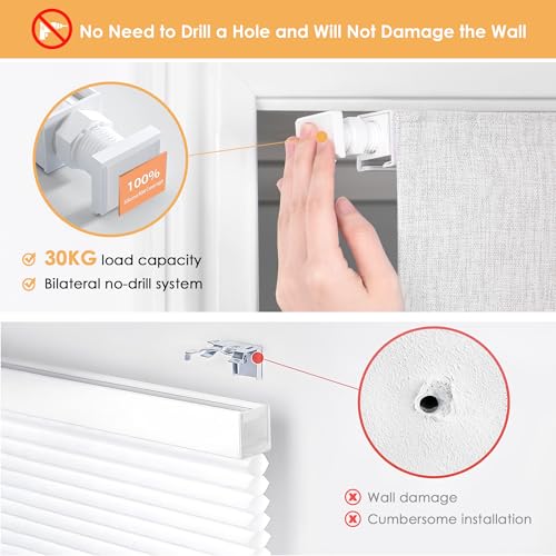 LazBlinds No Tools No Drill Cordless Roman Shades for Windows Blackout Thermal Insulated UV Blocking Window Blinds Room Darkening Fabric Blinds for Indoor Windows 20 W x 64 H Off White - Image 3