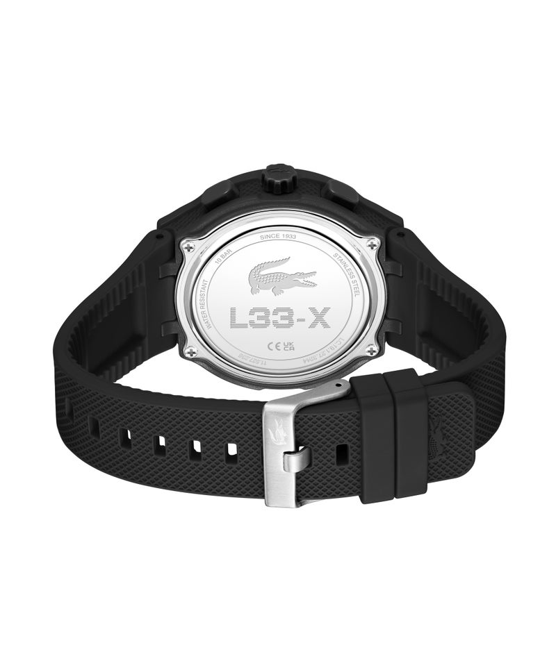 Round Analog-Digital Men'S Stainless Steel And Black Tr90 Case  Watch