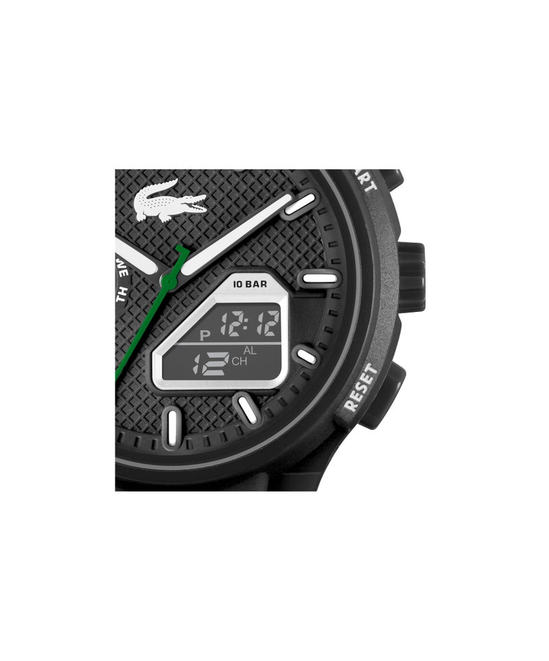 Round Analog-Digital Men'S Stainless Steel And Black Tr90 Case  Watch