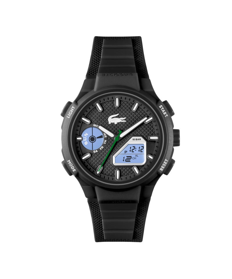 Round Analog-Digital Men'S Stainless Steel And Black Tr90 Case  Watch