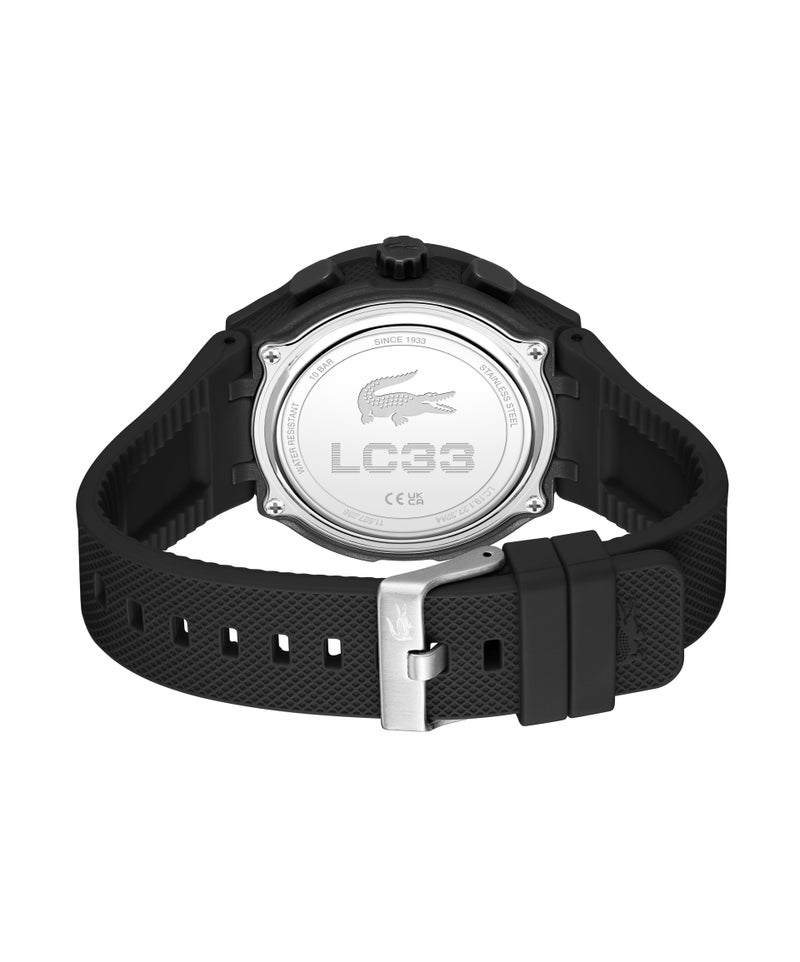 Round Analog-Digital Men'S Stainless Steel And Black Tr90 Case  Watch