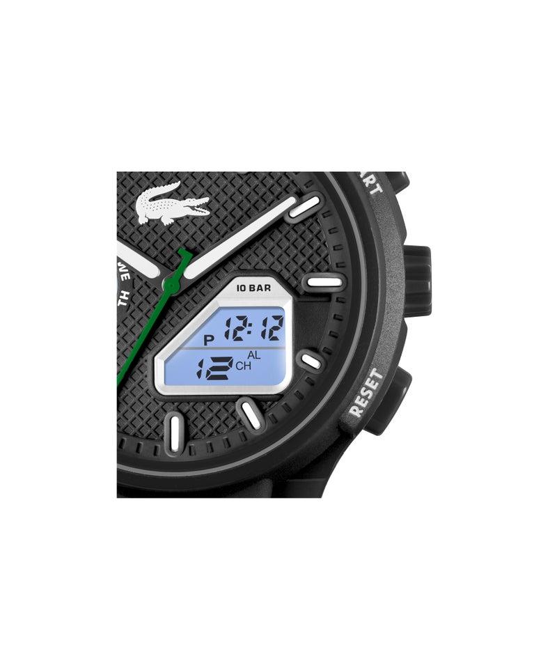 Round Analog-Digital Men'S Stainless Steel And Black Tr90 Case  Watch