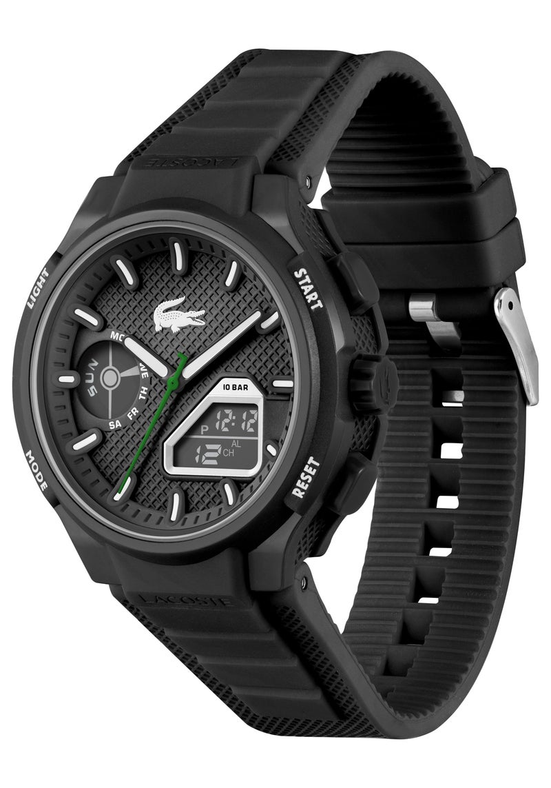 LACOSTE Round Analog-Digital Men'S Stainless Steel And Black Tr90 Case  Watch - Image 1